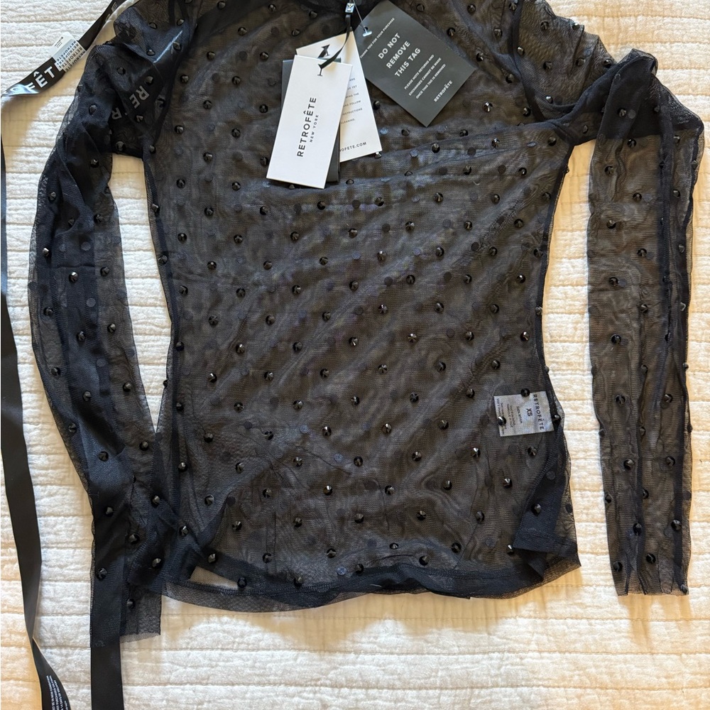 Retrofete Black LILITH MESH TOP - Picture 1 of 4